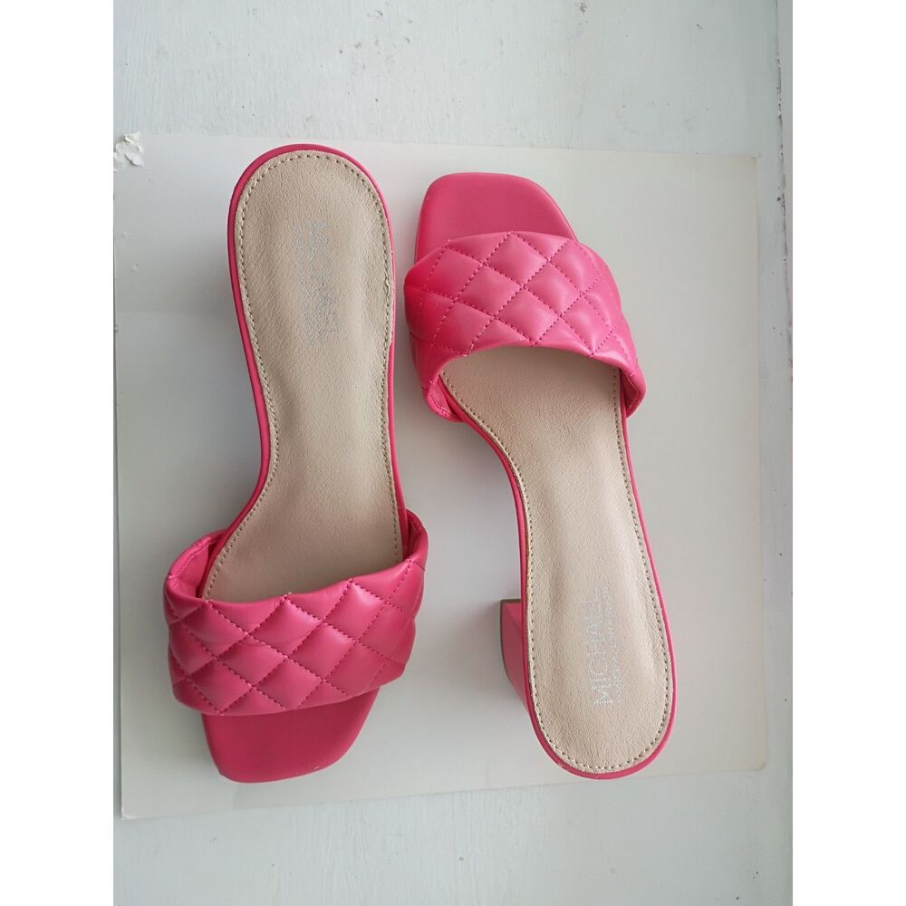 Michael by Michael Shannon RIYA Pink Rose Quilted Slide Sandals Size 10